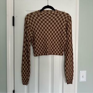 ASTR the Label checkerboard brown top
